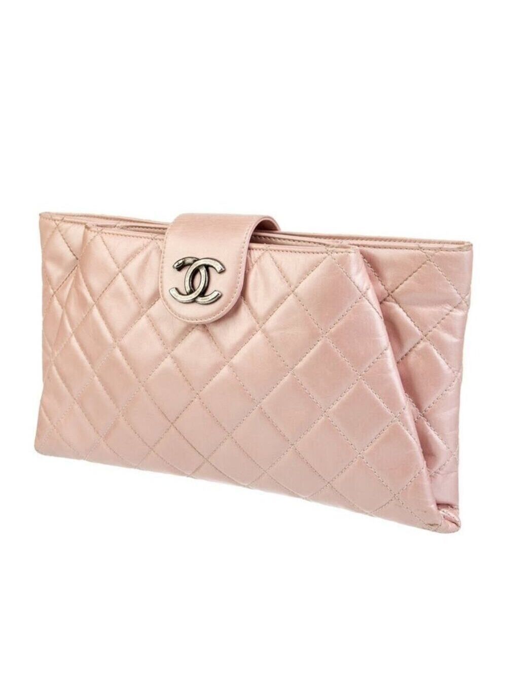 Pink Iridescent CHANEL Coco pleats Clutch
